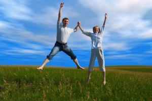 jumping couple